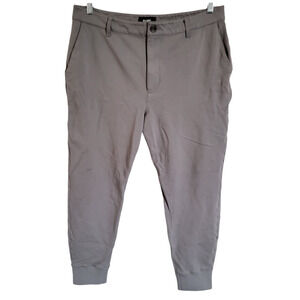 PAIGE Elmwood Flat Front Jogger Pants Shark Fin Gray Performance Trouser Size 35